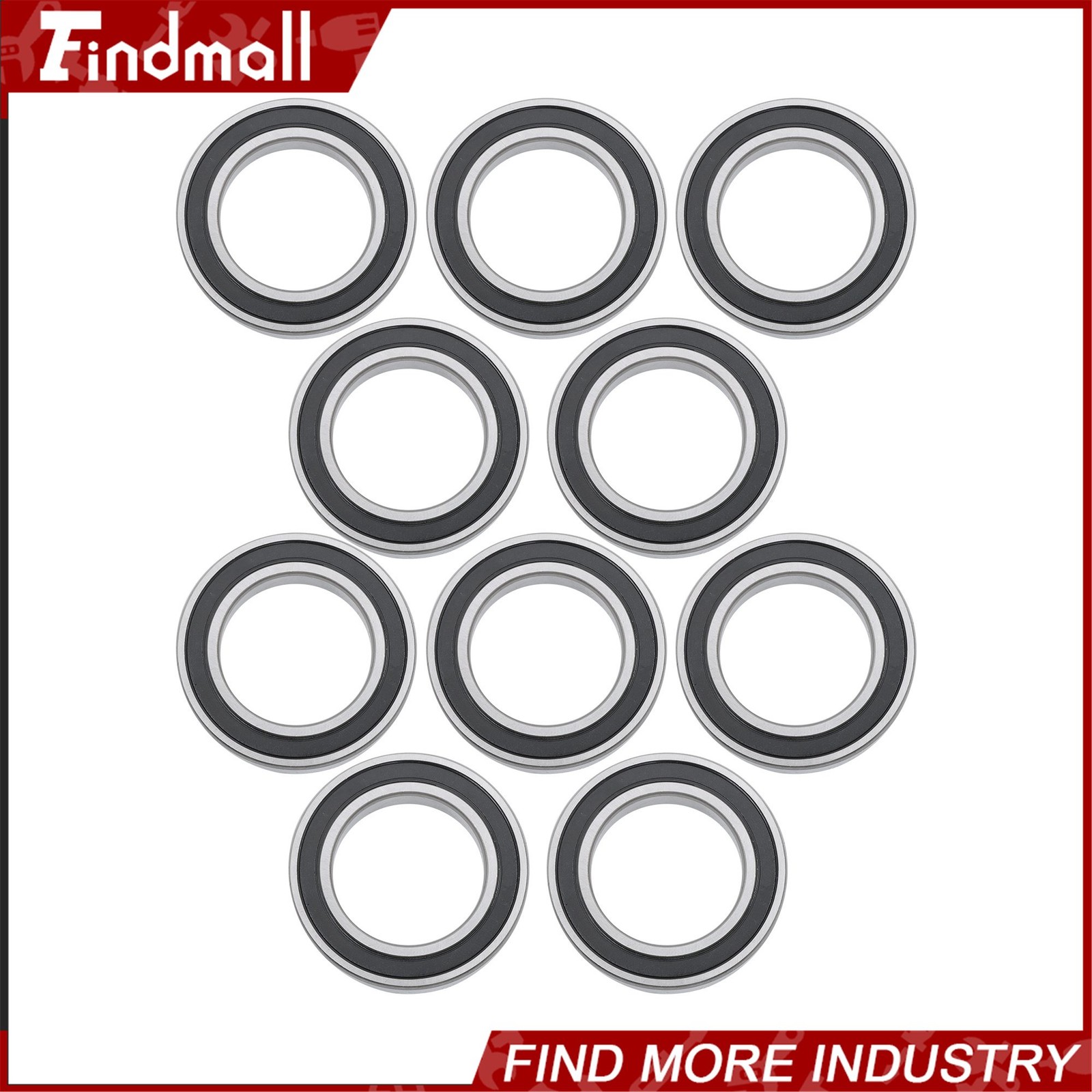 Findmall 6010-2RS Deep Groove Bearings 10pack 50x80x16mm Rubber Sealed Set
