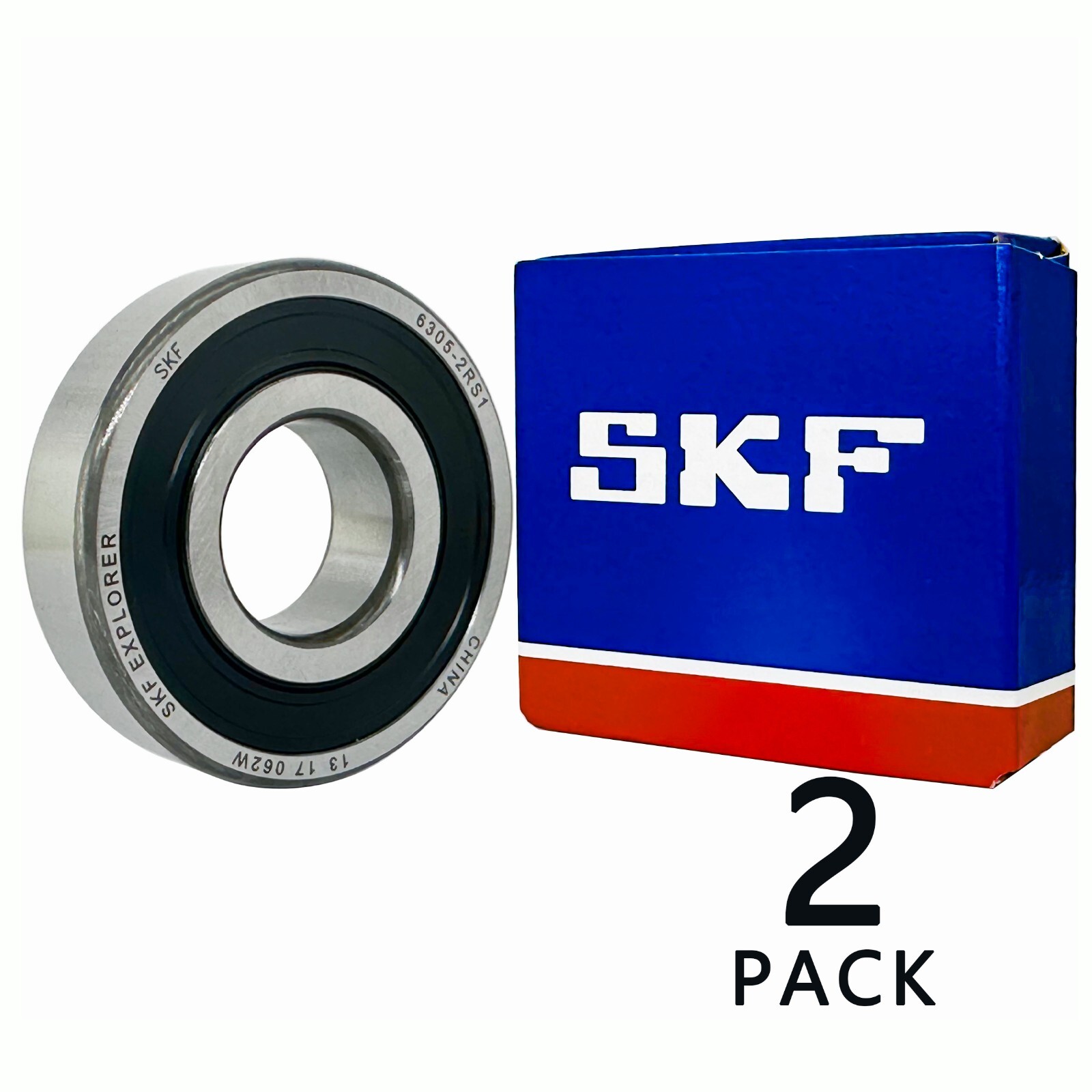 2PACK SKF 6305-2RS1 25X62X17MM Double Rubber Seal Ball Bearings 6305-2RS