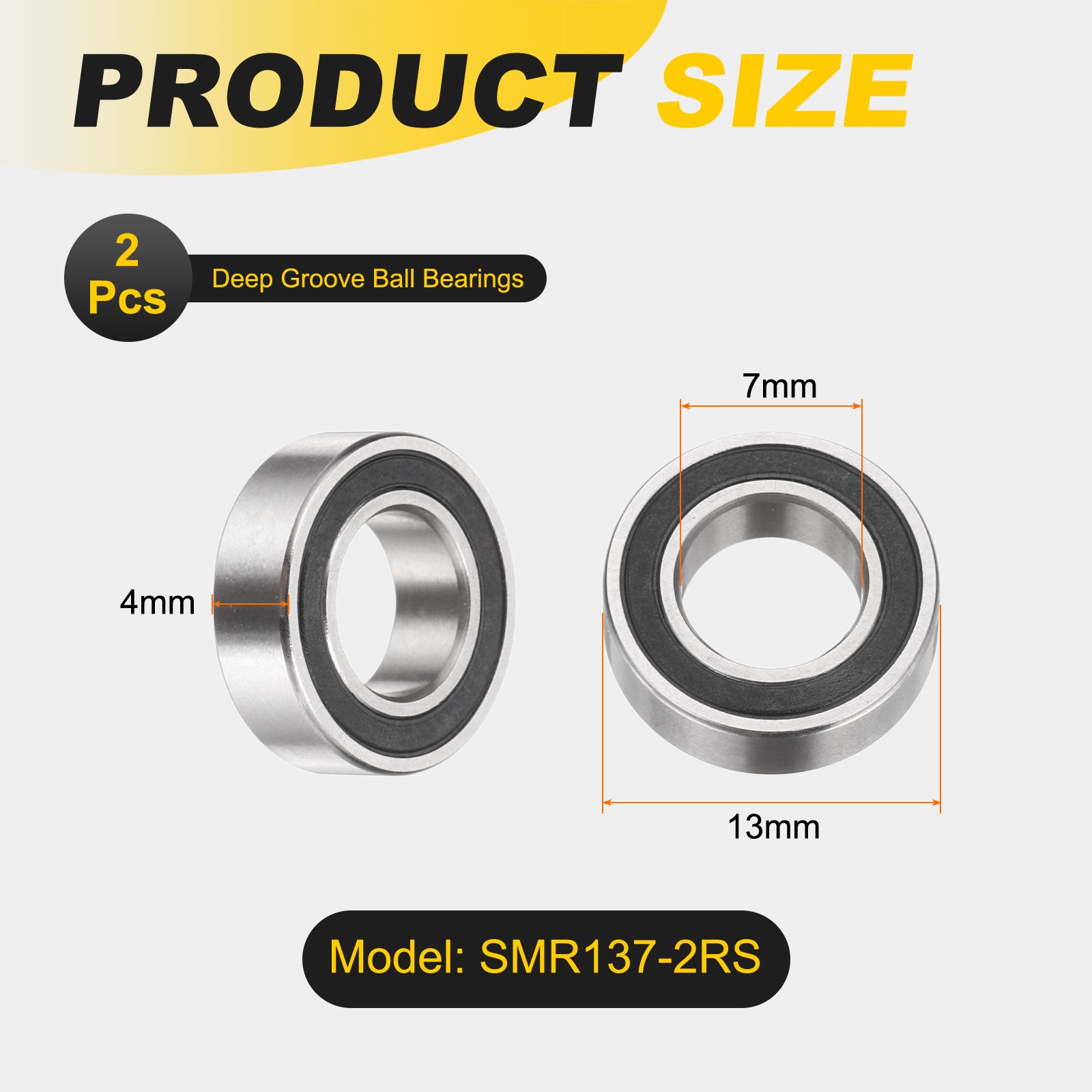 2pc 7x13x4mm SMR137-2RS Deep Groove Ball Bearing MACHINE Double Shielded Bearing