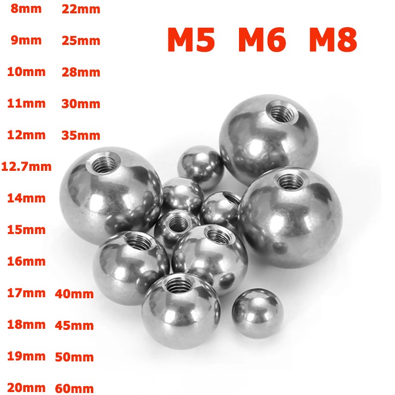 5mm to 60mm Stainless Steel Balls M5 M6 M8 Threaded Half Hole Ball Smooth Ball