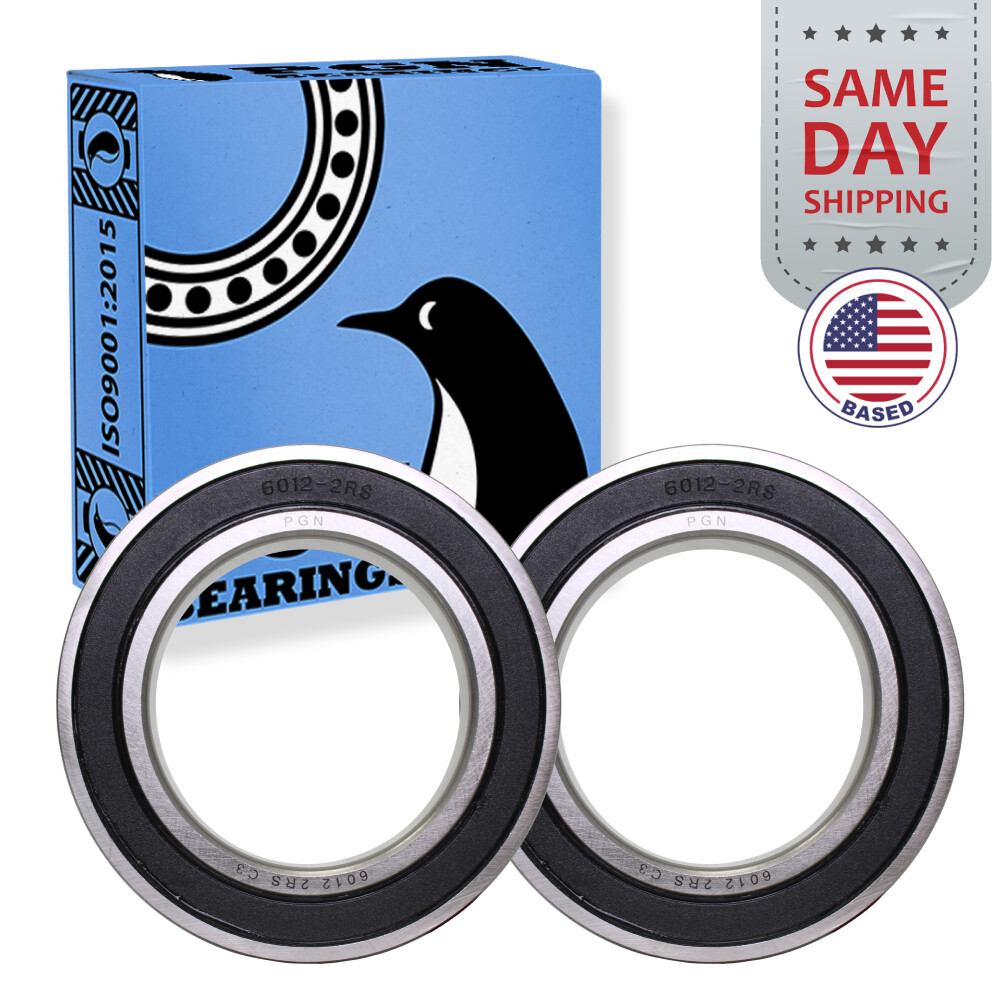 (2) 6012-2RS Premium Rubber Seal Ball Bearing C3 EMQ, 60x95x18, 6012 2RS 6012rs