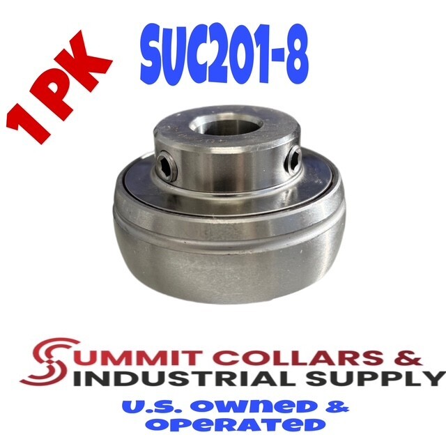 SUC201-8 Stainless Steel Insert Bearing UC201-8 1/2″ Bore w/Set Screws