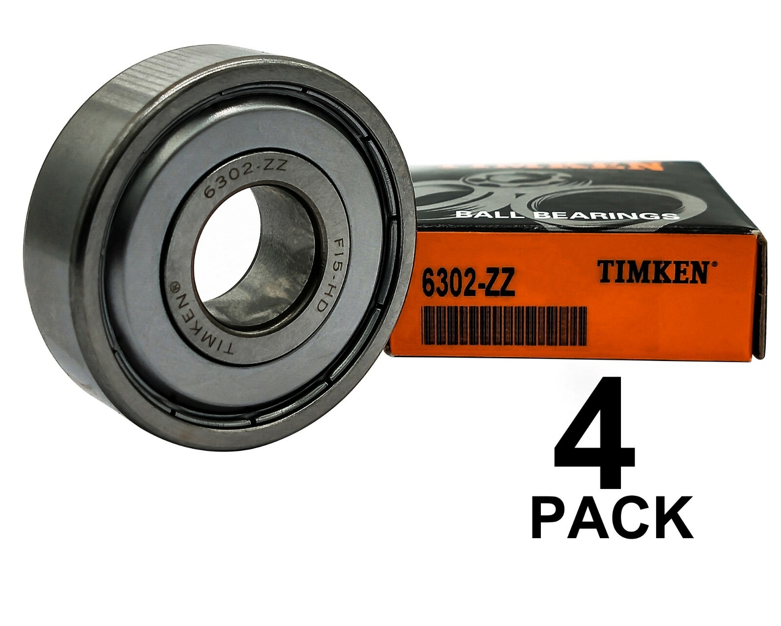 (4 PACK) USA TIMKEN 6302-ZZ 15X42X13MM Double Metal Seal Ball Bearings