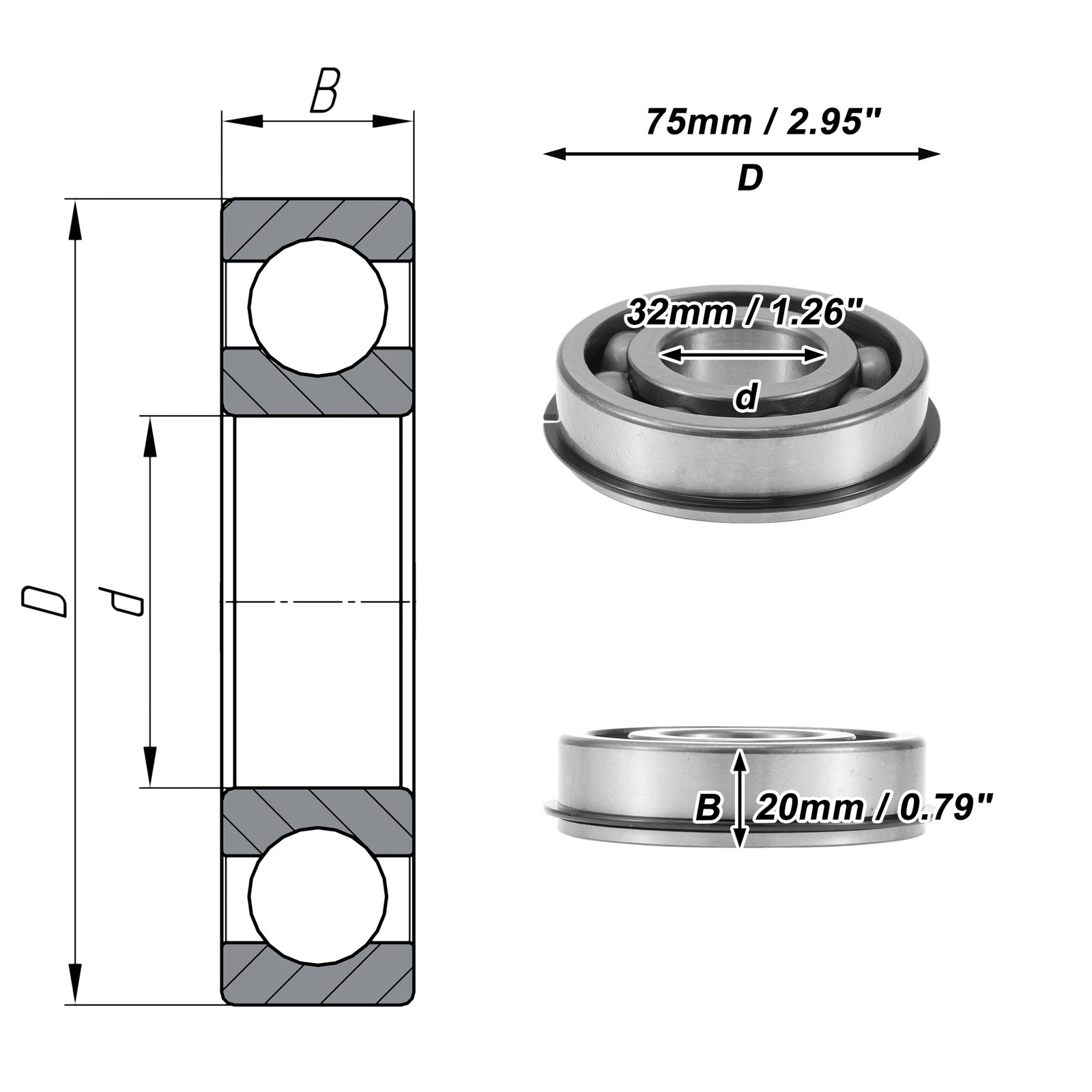 63/32NR Deep Groove Ball Bearings P0 32x75x20mm 1 Pc Scooter Skateboard Wheel