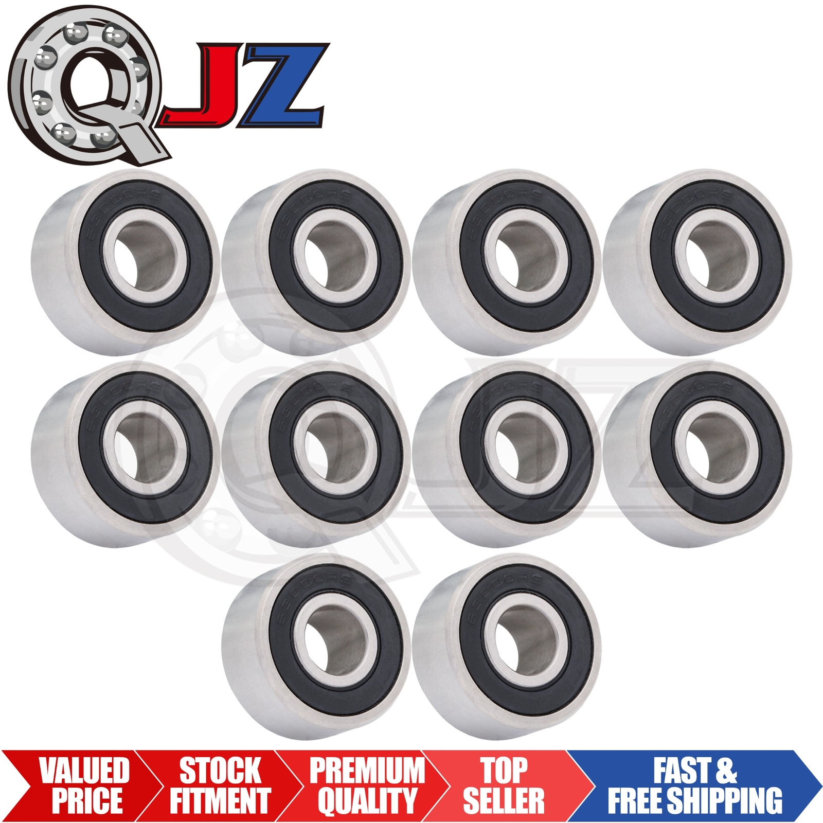 [10-Packs] New 63000-2RS Deep Groove Ball Bearing [10mm Bore x 26mm OD x 12mm W]