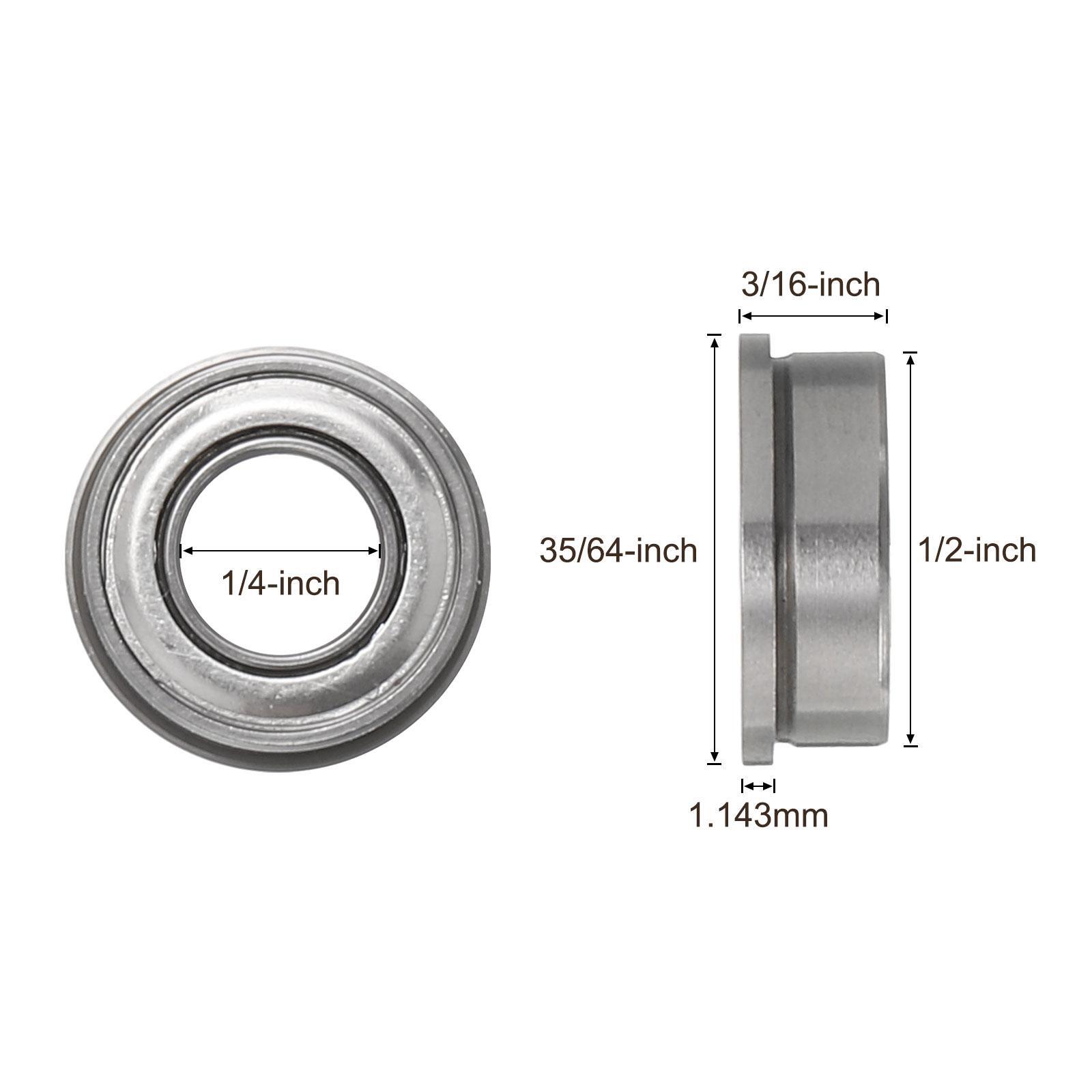 10pcs FR188ZZ Flanged Ball Bearing 1/4×1/2×3/16 Inch Chrome Steel ABEC1