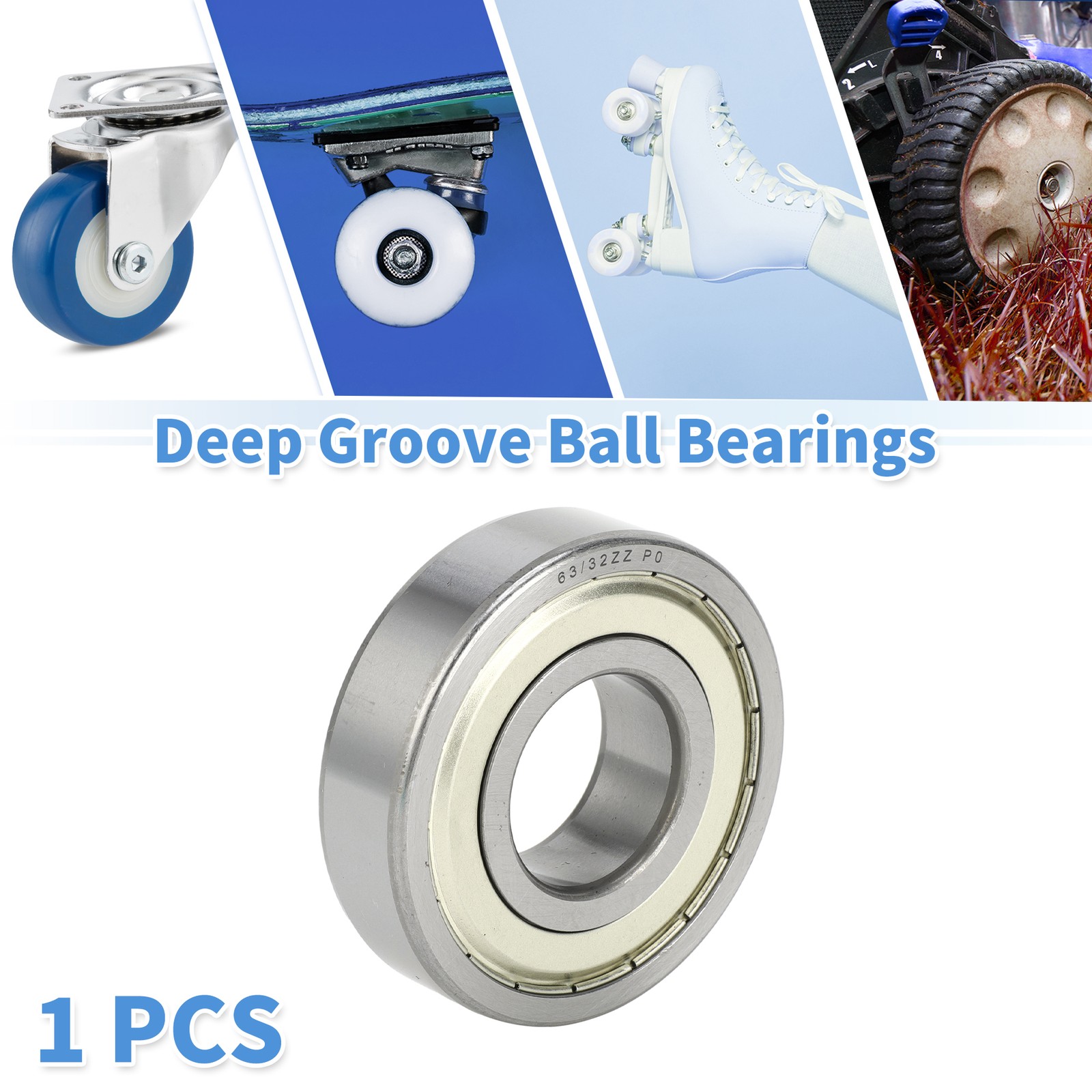 63/32ZZ Deep Groove Ball Bearings 32x75x20mm 1 Pc Scooter Skateboard Wheel