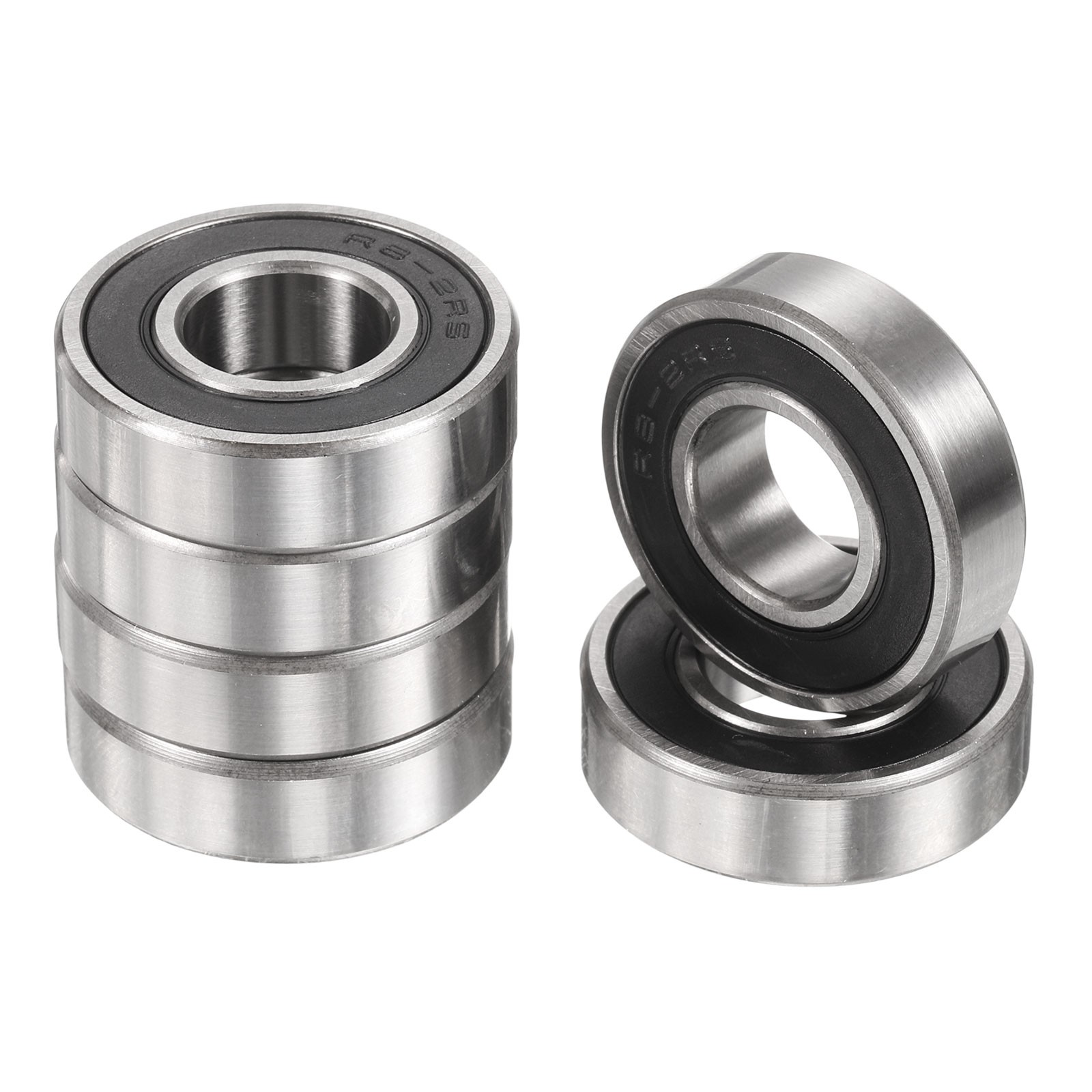 6pcs R8-2RS 1/2″ ID x 1-1/8″ OD x 5/16″ Height Z2 Ball Bearings, Silver Tone