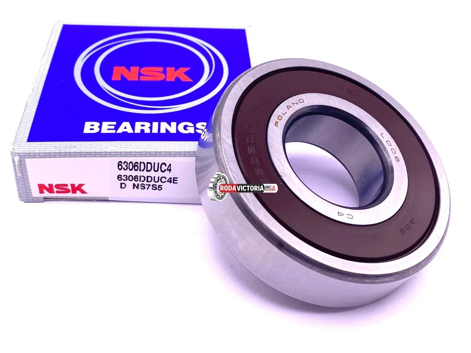 NSK Japan 6306 DDU C4 Deep Groove Ball Bearing, Rubber Sealed 30x72x19 mm