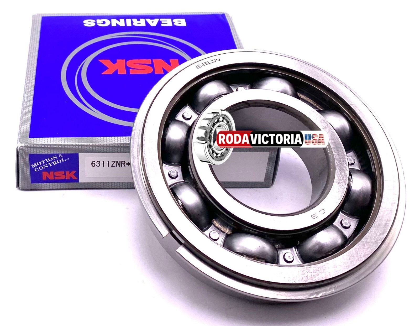 NSK 6311 Z NR Ball Bearing, Metal Shielded One Side + Snap Ring 55x120x29 mm