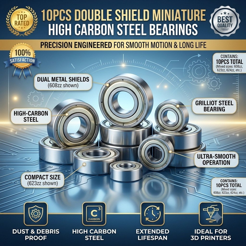 10PCS Miniature Ball Bearings Set 608ZZ 623ZZ 624ZZ 625ZZ 626ZZ 635ZZ 688ZZ – Hi