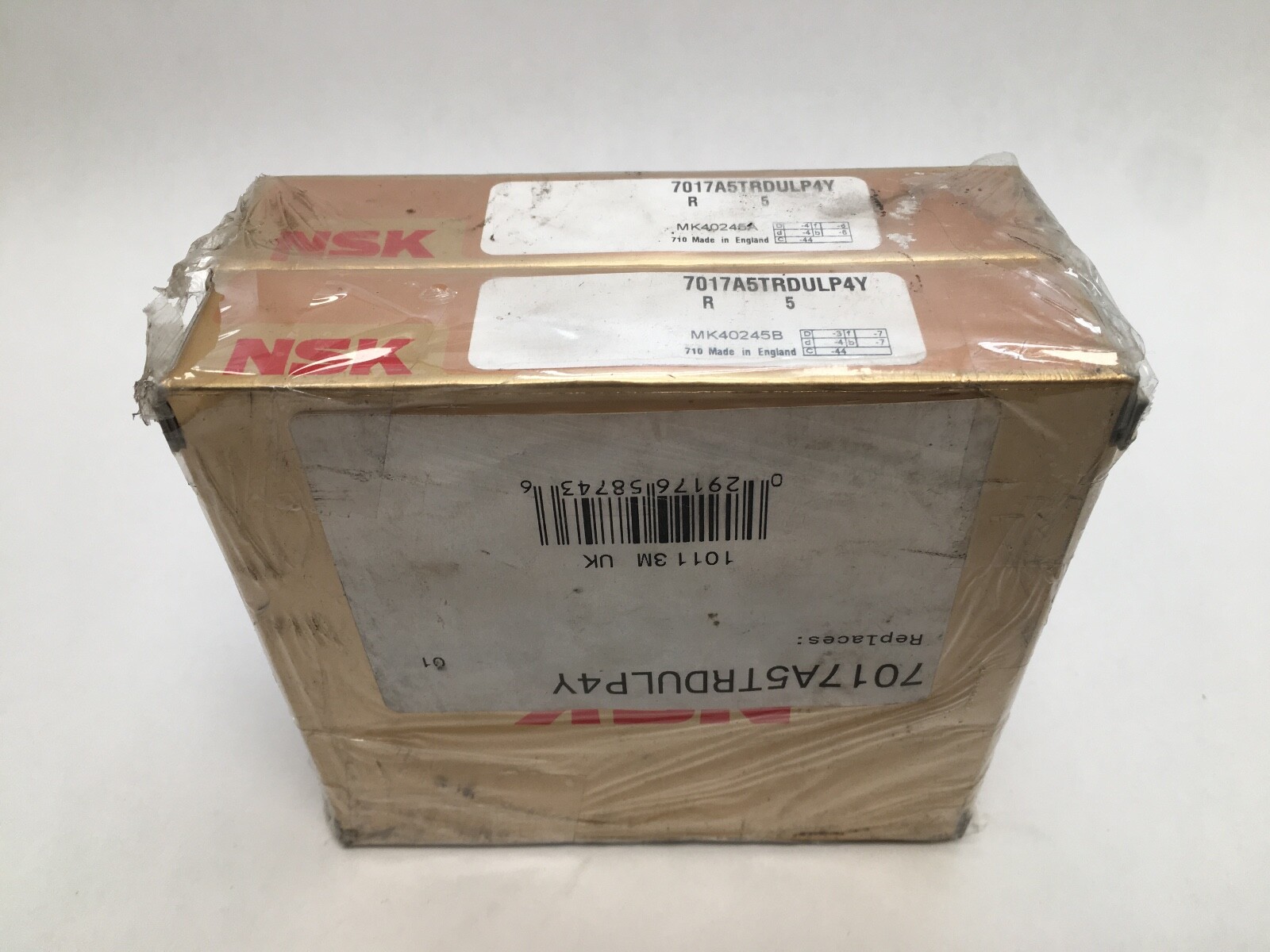 NSK 7017A5TRDULP4Y Bearing 85x130x22 mm 7017-A5TR-DUL-P4Y ABEC7 England 2 Pcs