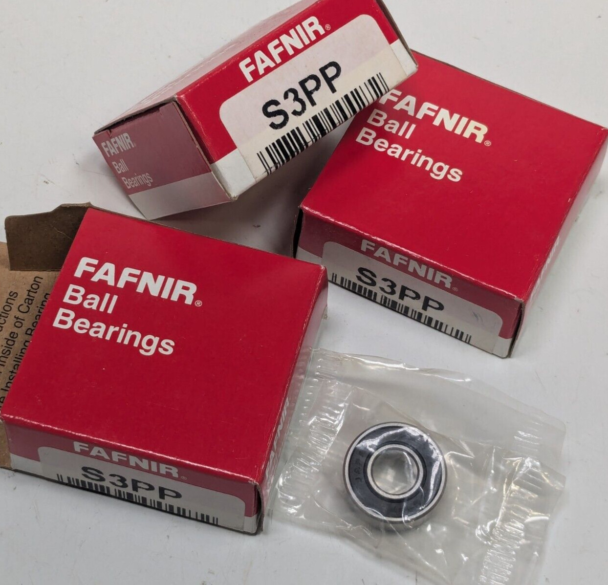 Lot of 3 NEW FAFNIR S3PP Deep Groove Bearings 0.375″ ID 0.875″ OD 0.281″ Width