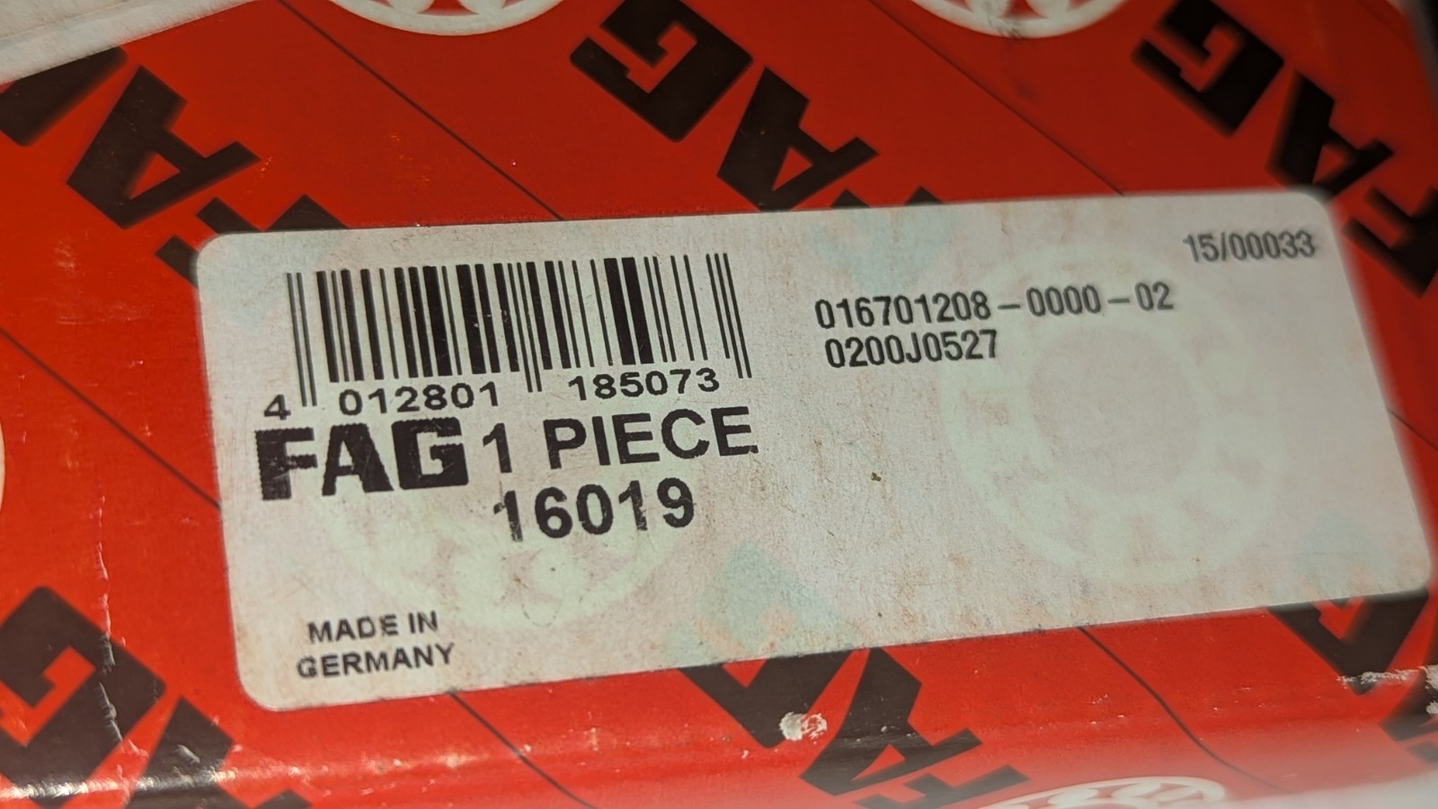 FAG Deep Groove Single Row Bearing 16019 95mm x 145mm x 16mm New & Sealed
