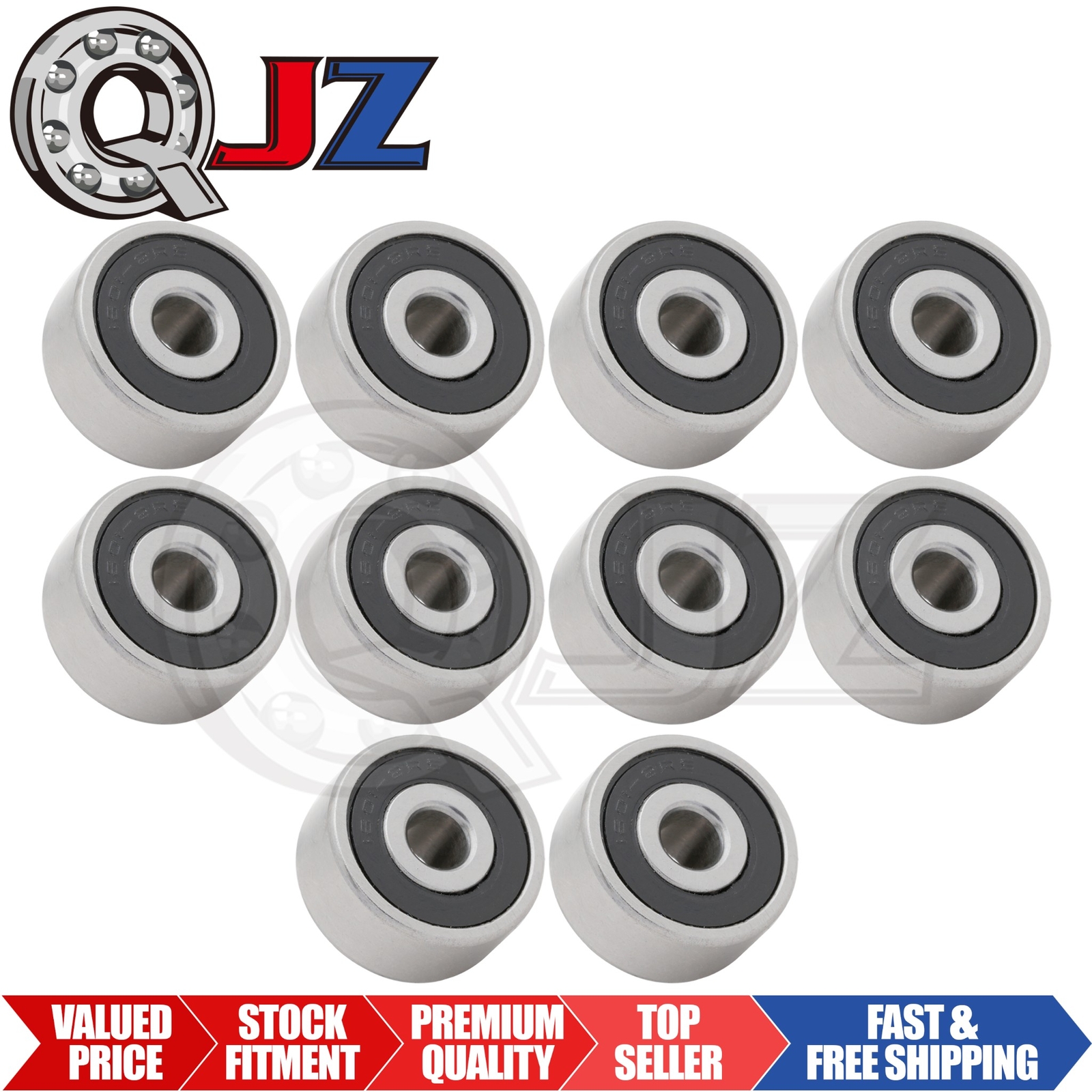 [Qty.10] 1601-2RS New Radial/Deep Groove Bearing [3/16″ ID x 11/16″OD x 5/16″ W]
