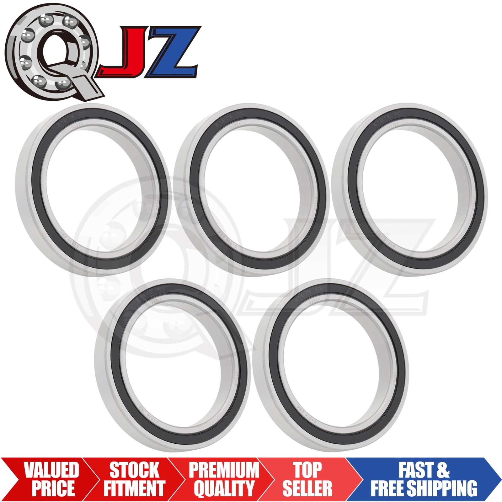 [Qty.5] 6916-2RS Radial/Deep Groove Ball Bearing [80mm ID x 110mm OD x 16mm W]