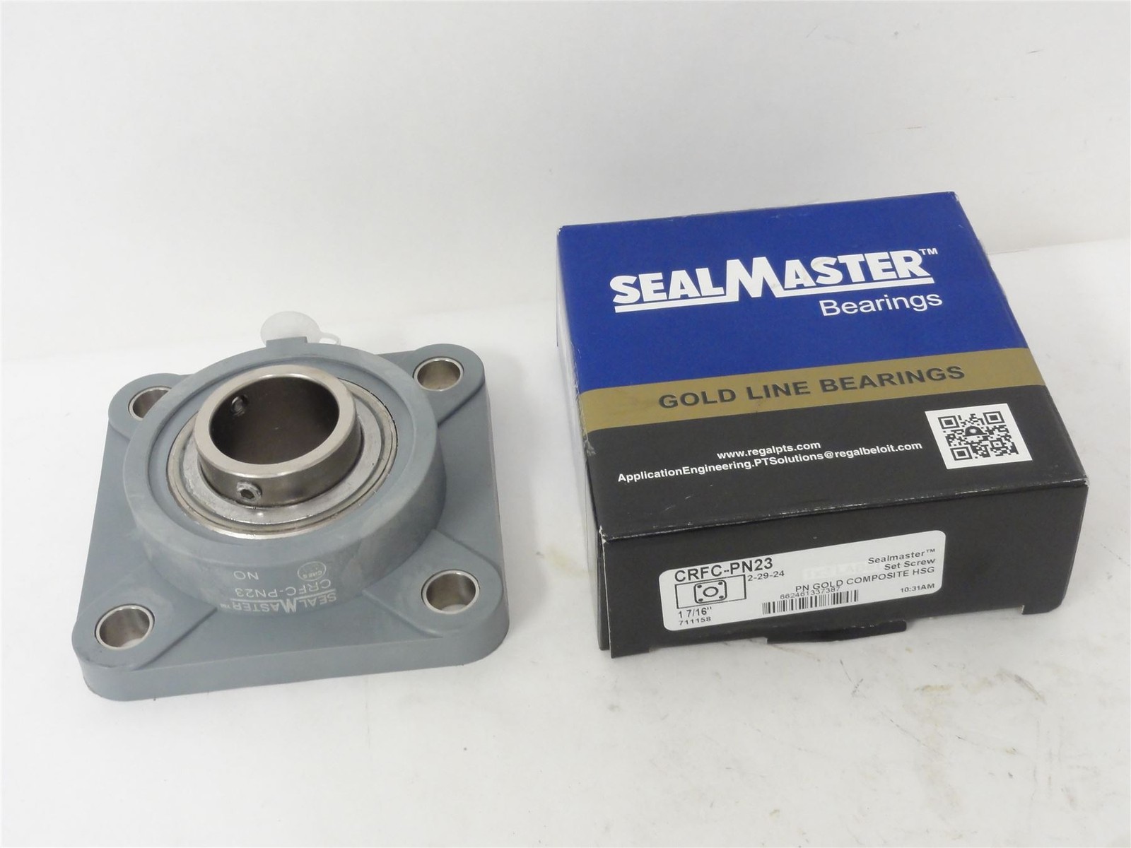239825 New In Box; SealMaster CRFC-PN23 Bearing Unit; 1-7/16″ ID; 4-Bolt