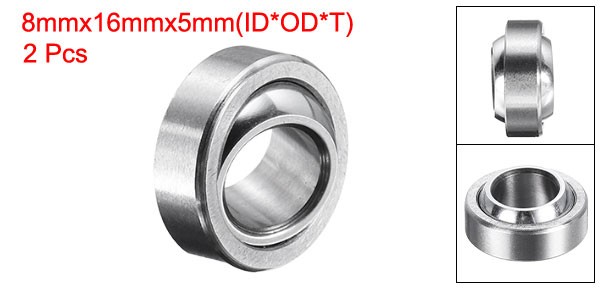 2 Pcs 8x16x5mm GE6C Spherical Plain Bearing Bearing Steel Bearing ABEC-3