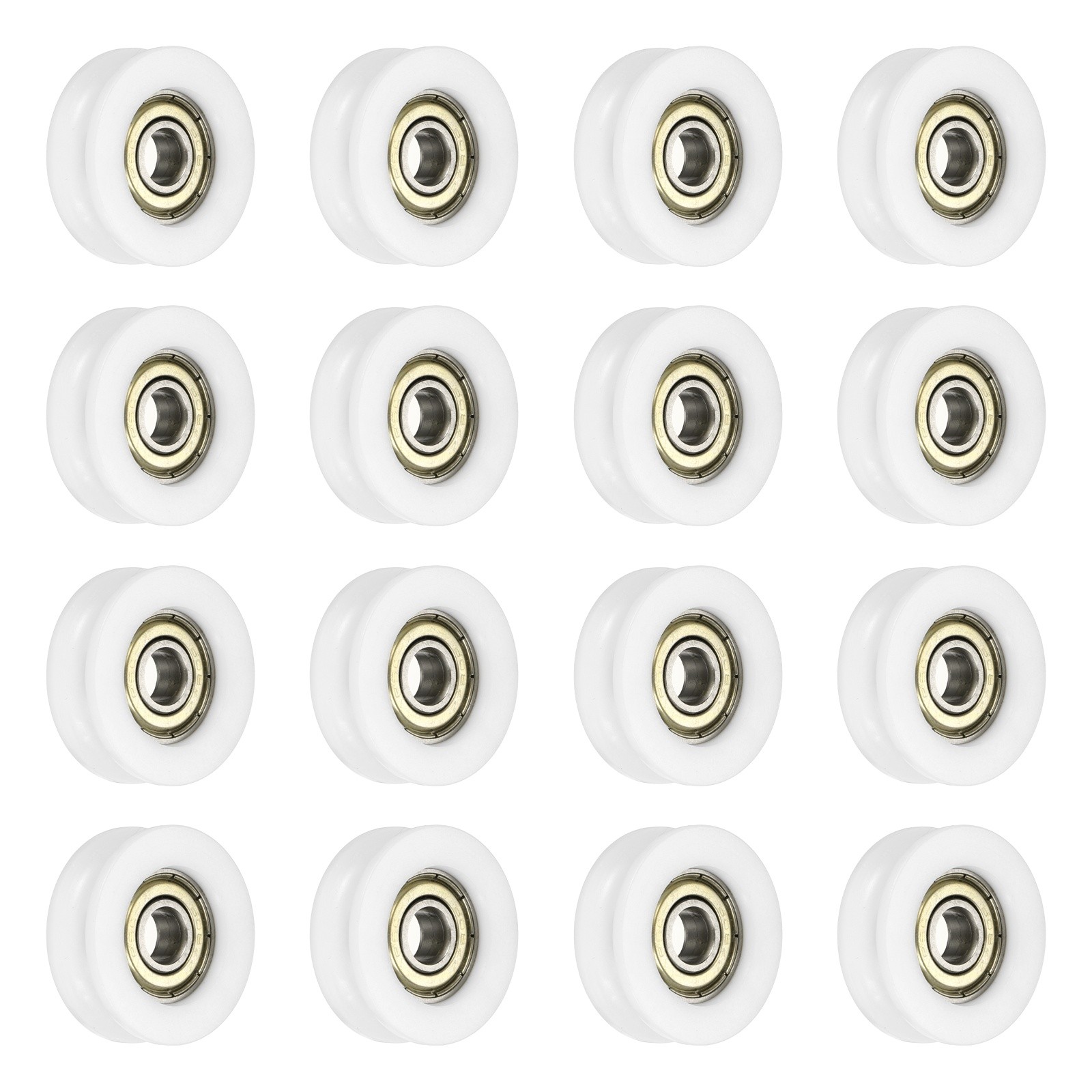 16Pcs Groove Nylon Plastic Guide Bearing 8x34x12mm Pulley Roller(White)