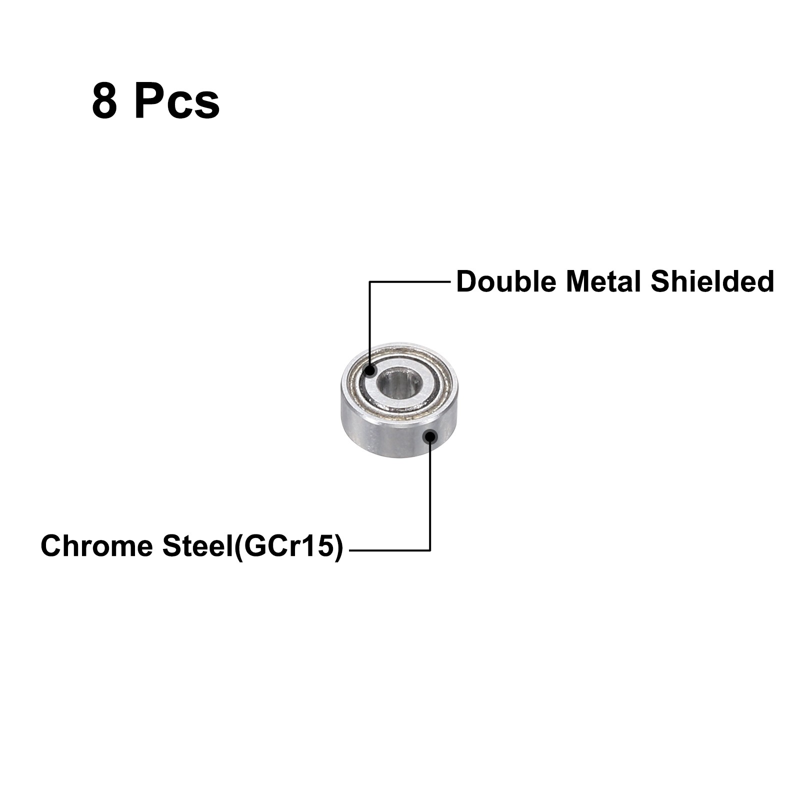 8pcs MR62ZZ Bearings 2x6x2.5mm High Carbon Chromium Bearing Steel