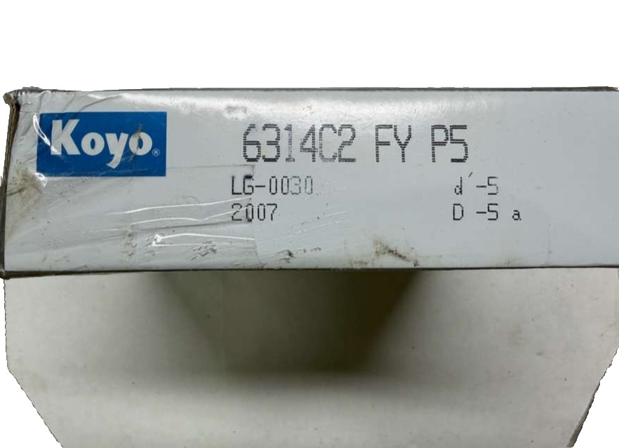 KOYO 6314C2 FY P5 Deep Groove Ball Bearing, New Old Stock!