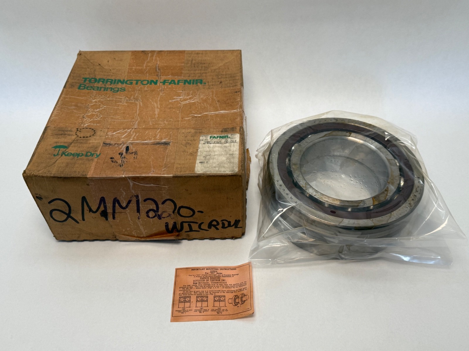 Fafnir 2MM220WI-DUL Angular Bearing 100x180x34mm 7220CTDULP4 2MM-220-WI-CR-DUL