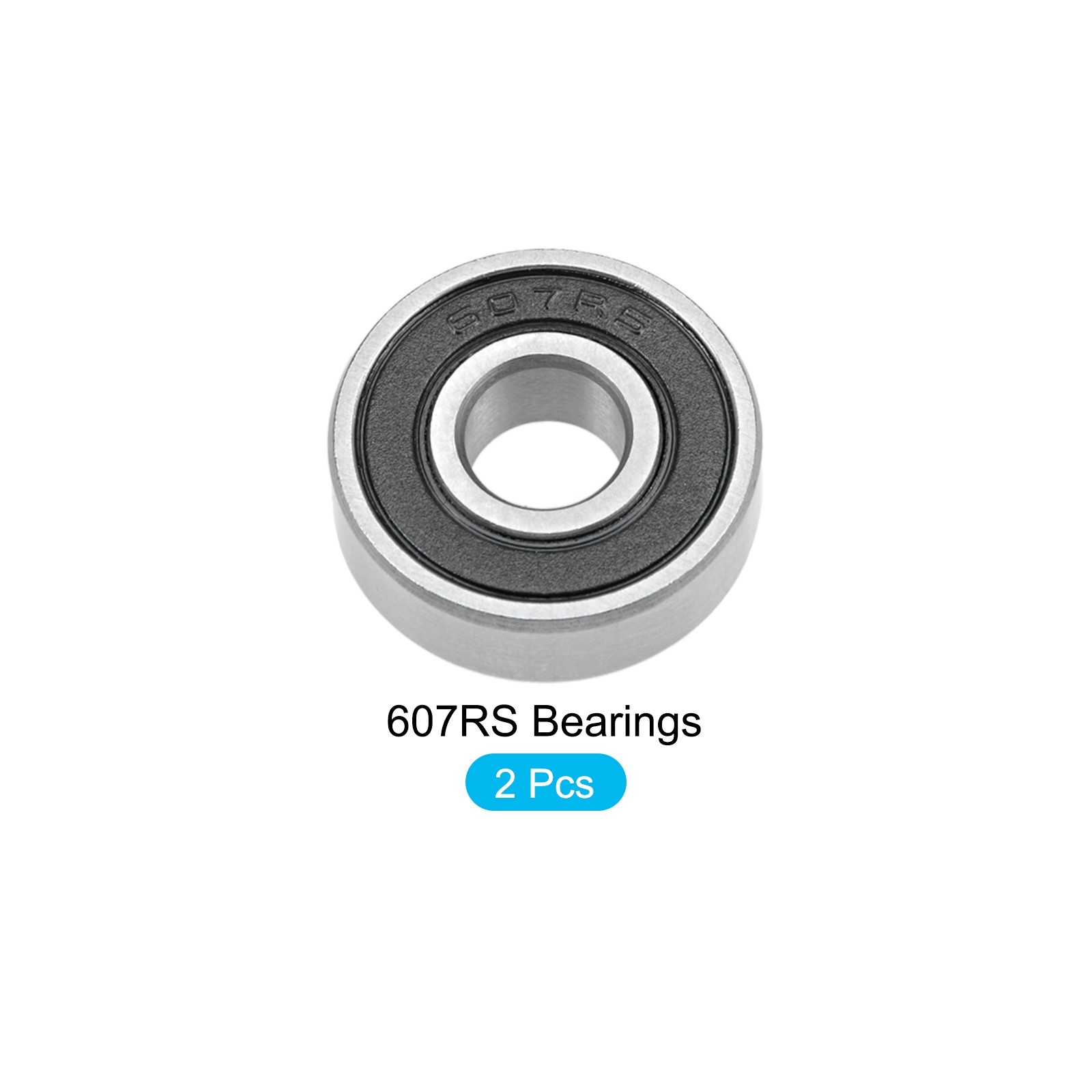 Deep Groove Ball Bearings 607-2RS 7mmx19mmx6mm 2Pcs Chromium Steel Double Sealed