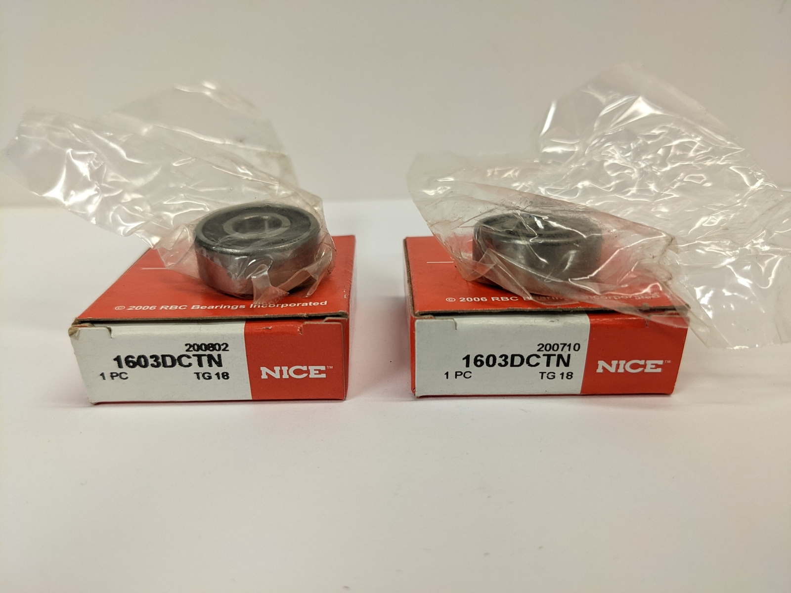 NICE/RBC 1603DCTN Lot of 2 Bearing Double Rubber Seal 0.3125″0.8750″0.3438″ New