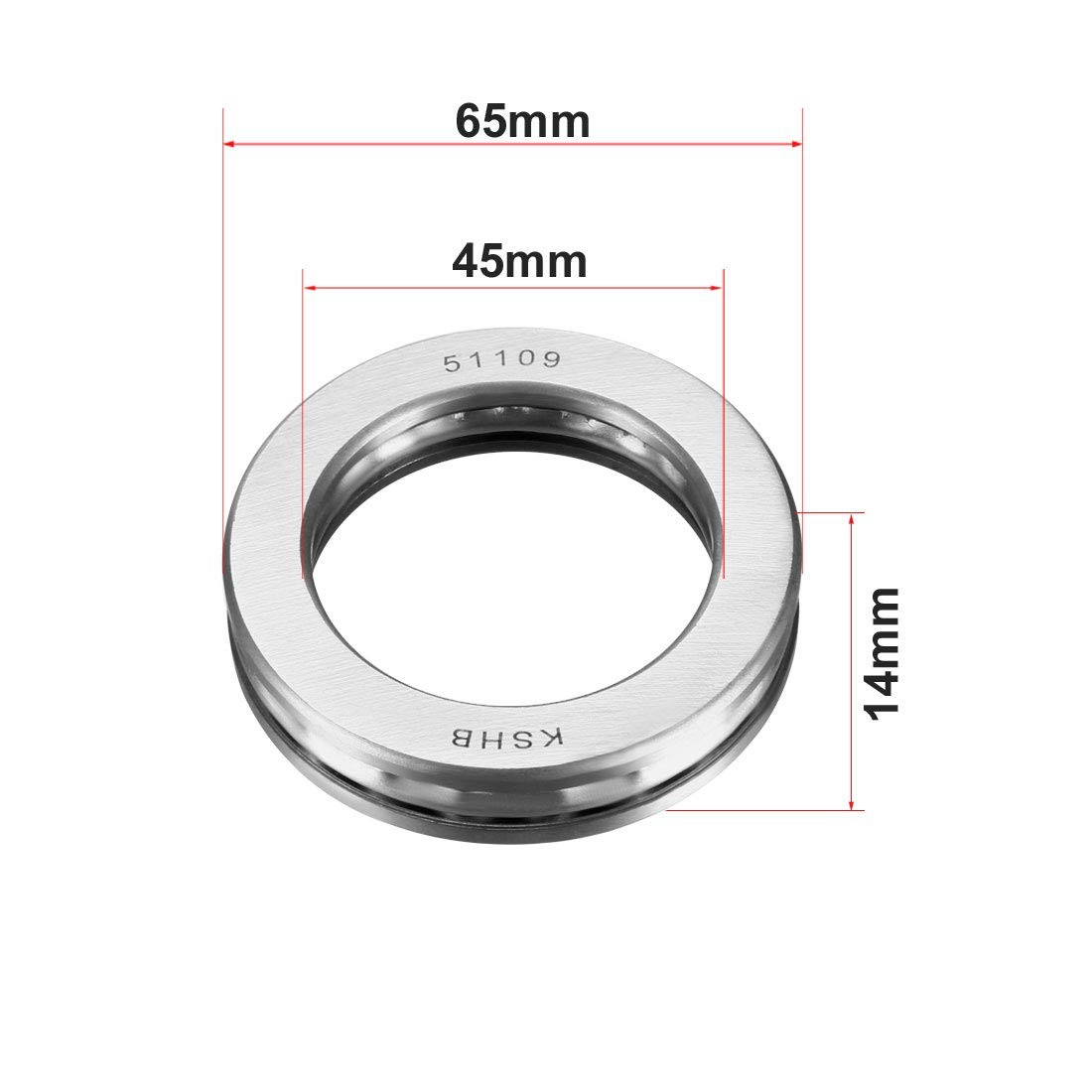 uxcell 51109 Thrust Ball Bearings 45mm x 65mm x 14mm Chrome Steel ABEC3 Single R