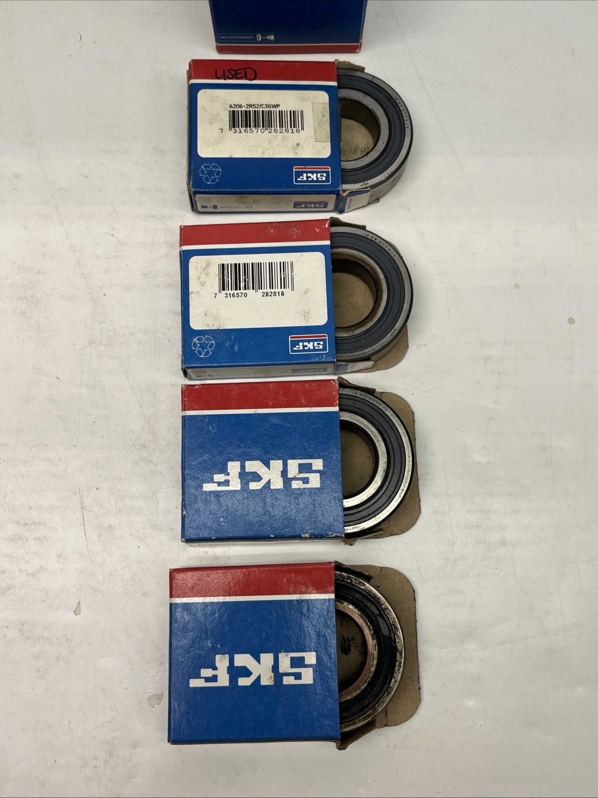 (Lot of 5, New & Used) SKF 6206 2RS2/C3 GWP Deep Groove Ball Sealed 30x62x16mm