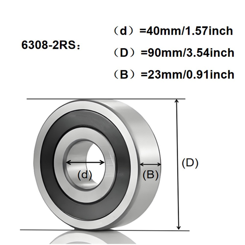 2 Pack CKU 6308-2RS 40x90x23mm Double Rubber Sealed Deep Groove Ball Bearings
