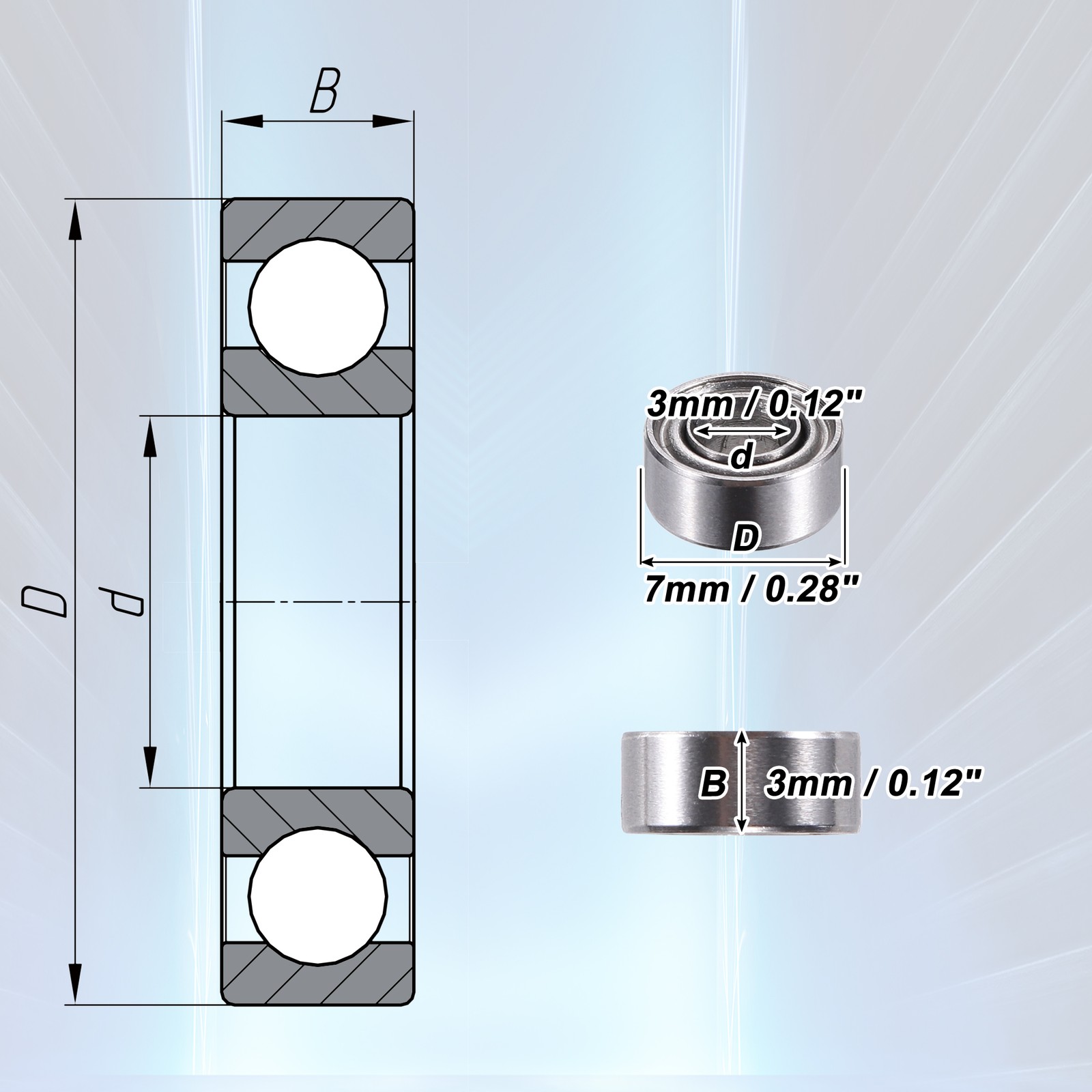 20pcs 683ZZ 3x7x3mm Double Metal Shield Single Row Deep Groove Ball Bearings