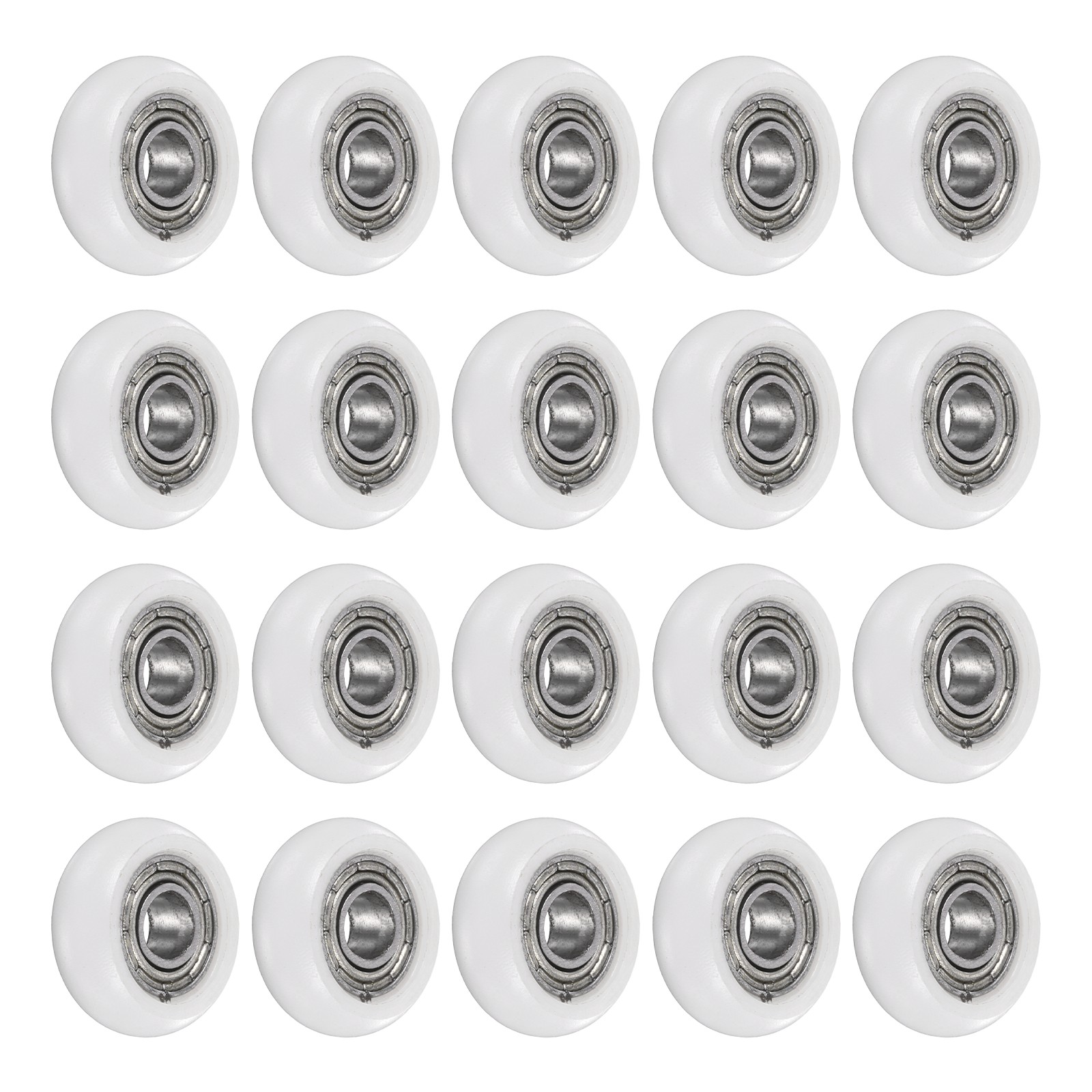 20Pcs 4×13.6x5mm Metal Shielded (GCr15) Chrome Steel Bearing+POM Guide, White