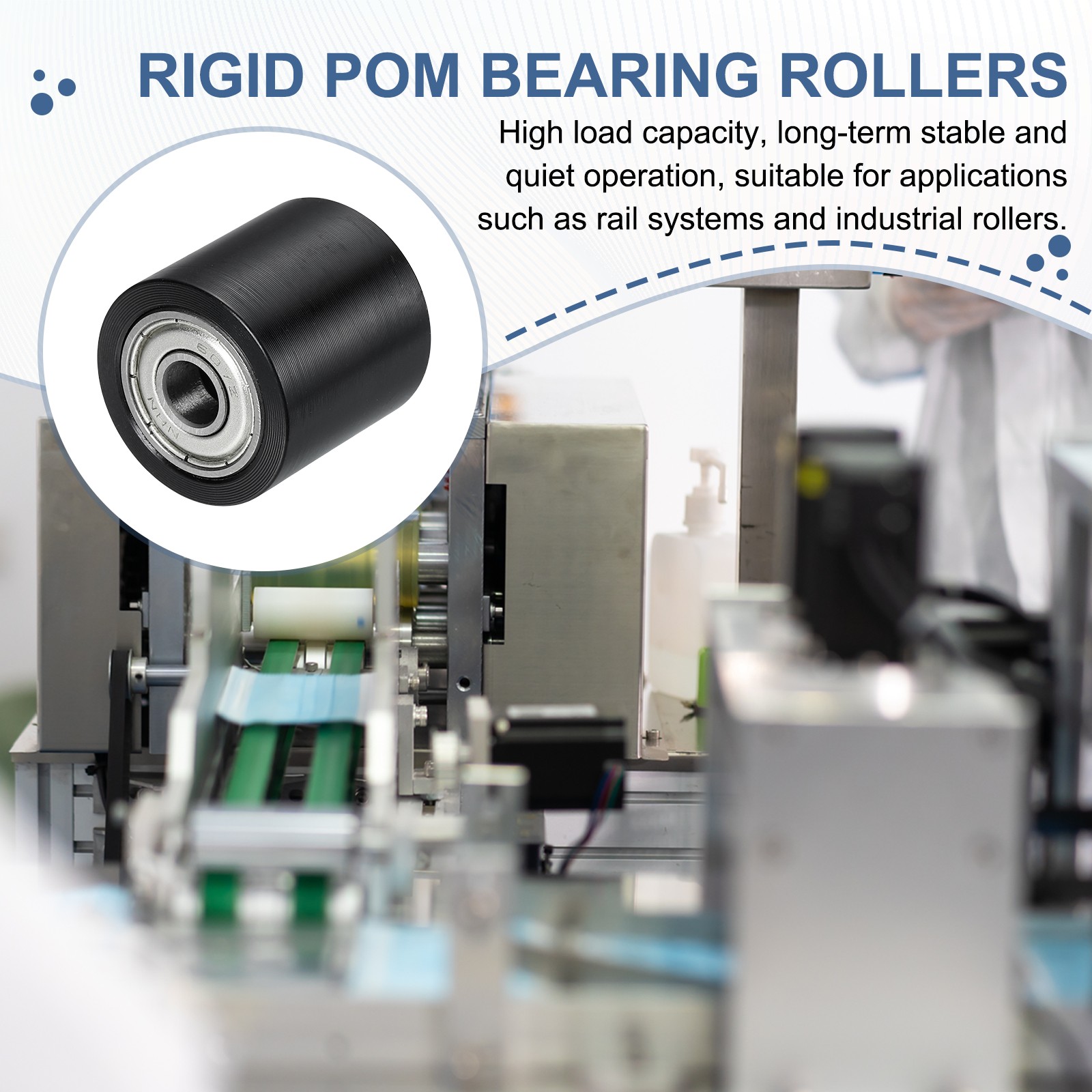 2Pcs POM Roller Wheel with Bearings, 7mm x 25mm x 25mm Bearing Pulley