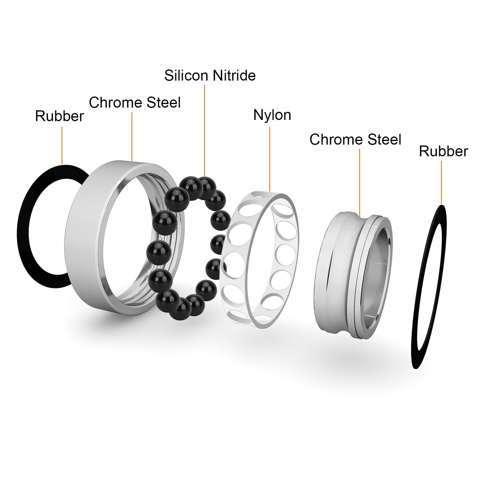 6903-2RS Ceramic Bearings 17mm x 30mm x 7mm Si3N4 Silicon Nitride Bearing Balls