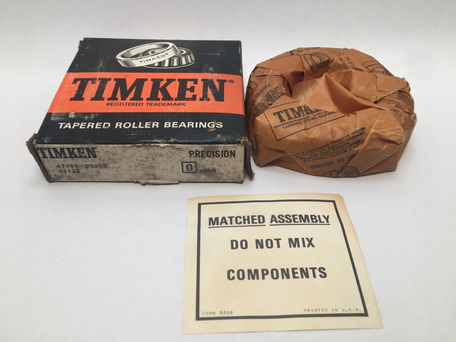 Timken 47487-90017#0 Taper Roller Bearing Cone & Cup 2-3/4″ ID 4-3/4″ OD USA