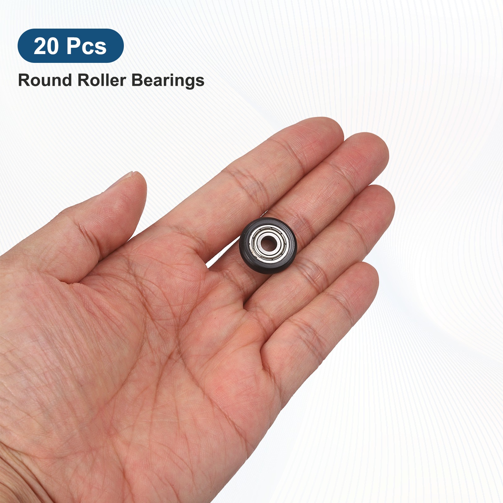 20Pcs 5×18.6x5mm Metal Shielded (GCr15) Chrome Steel Bearing+POM Guide, Black