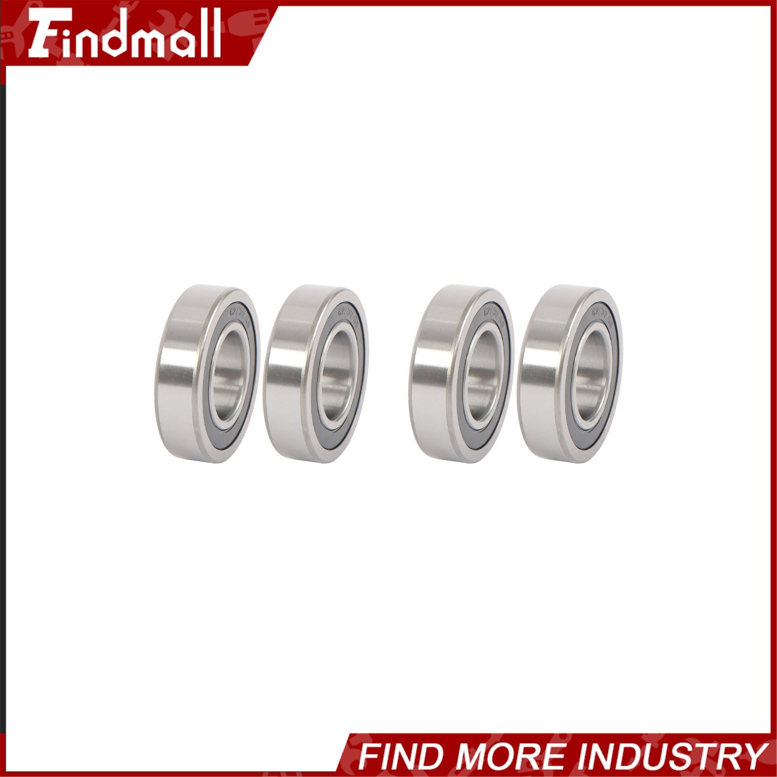 Findmall 62/32-2RS Deep Groove Bearings 4pcs 32x65x17mm Rubber Sealed Set