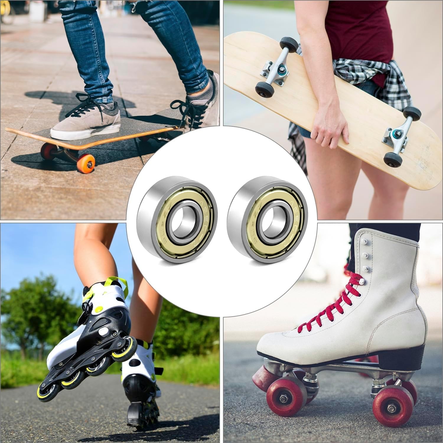 20pcs 608ZZ Bearings Set Deep Groove Ball Bearings for Skateboards Rollers