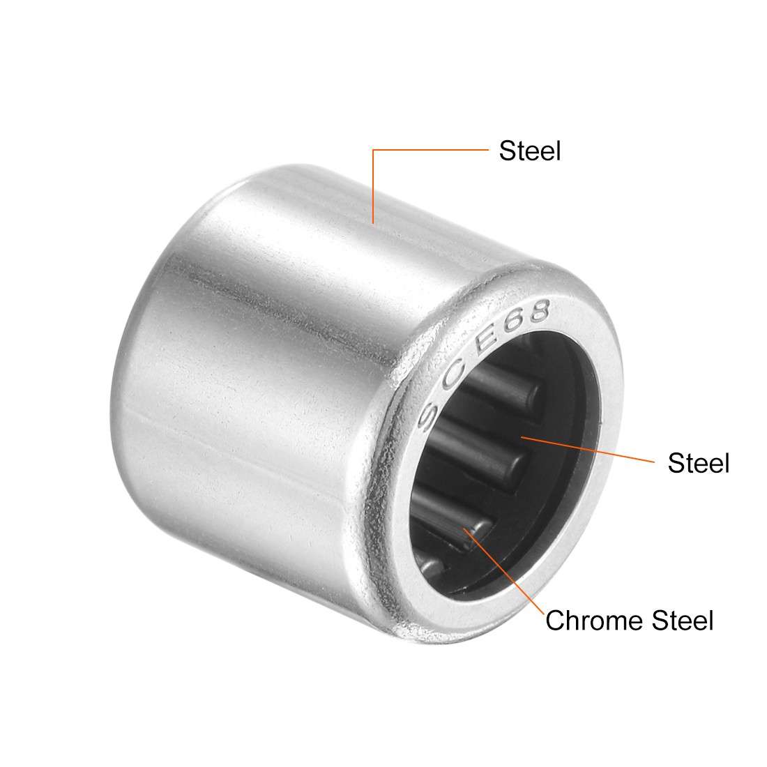 SCE68 Needle Roller Bearings 3/8″ x 9/16″ x 1/2″ Chrome Steel Open End 5pack