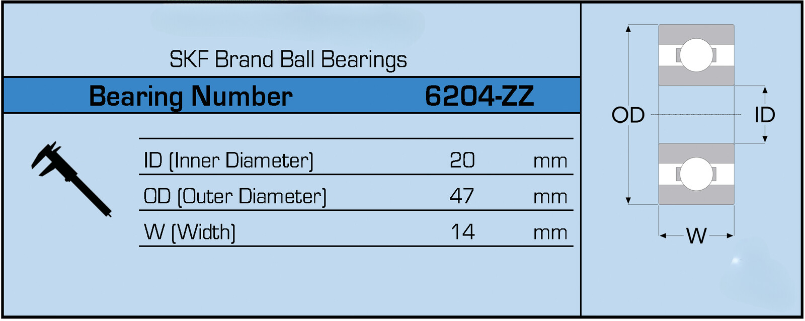 NEW 6204-ZZ C3 SKF Brand Metal Shield Ball Bearing 6204 2Z 6204Z 20x47x14mm