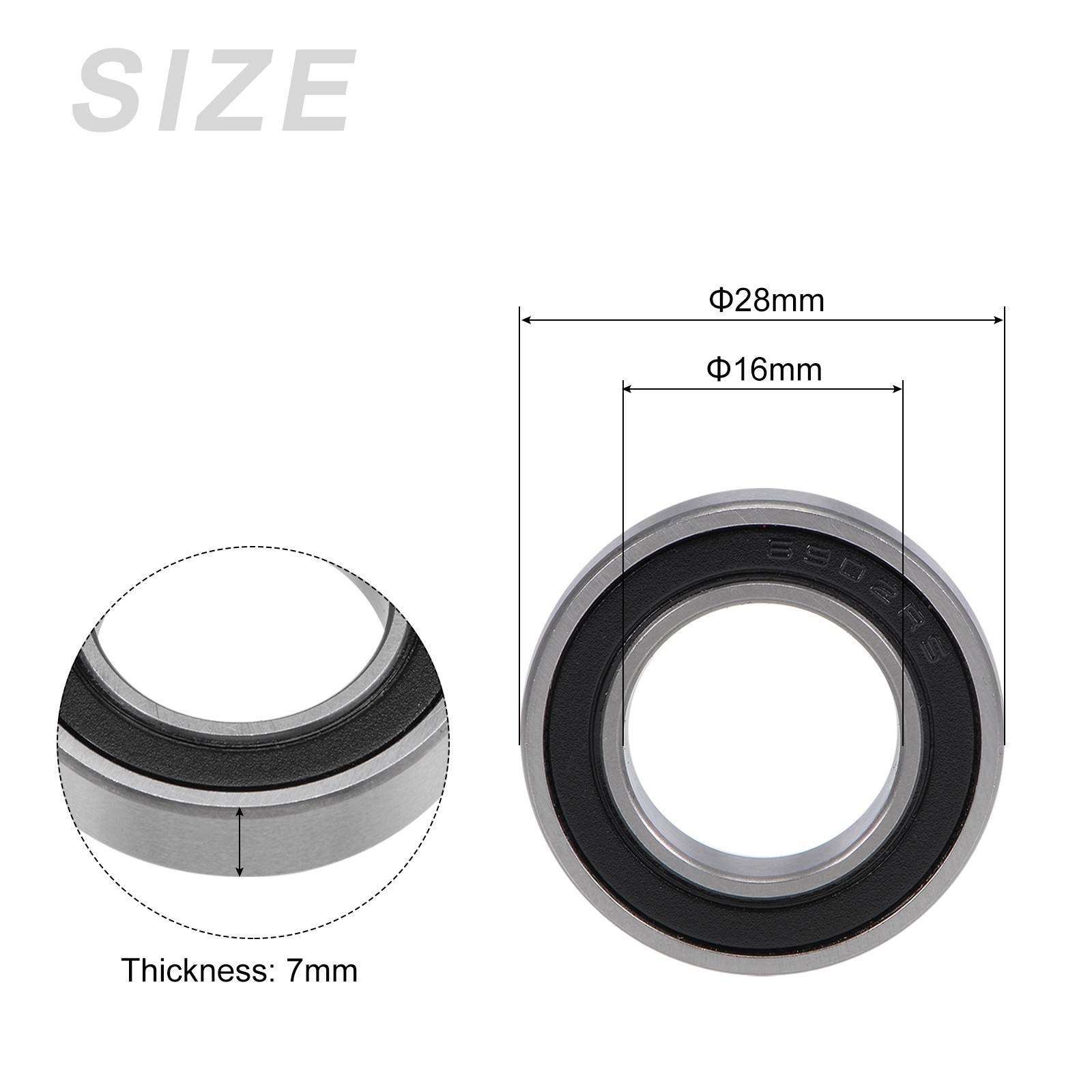 Deep Groove Ball Bearings 16287-2RS 16x28x7mm 2Pcs Chromium Steel Double Sealed