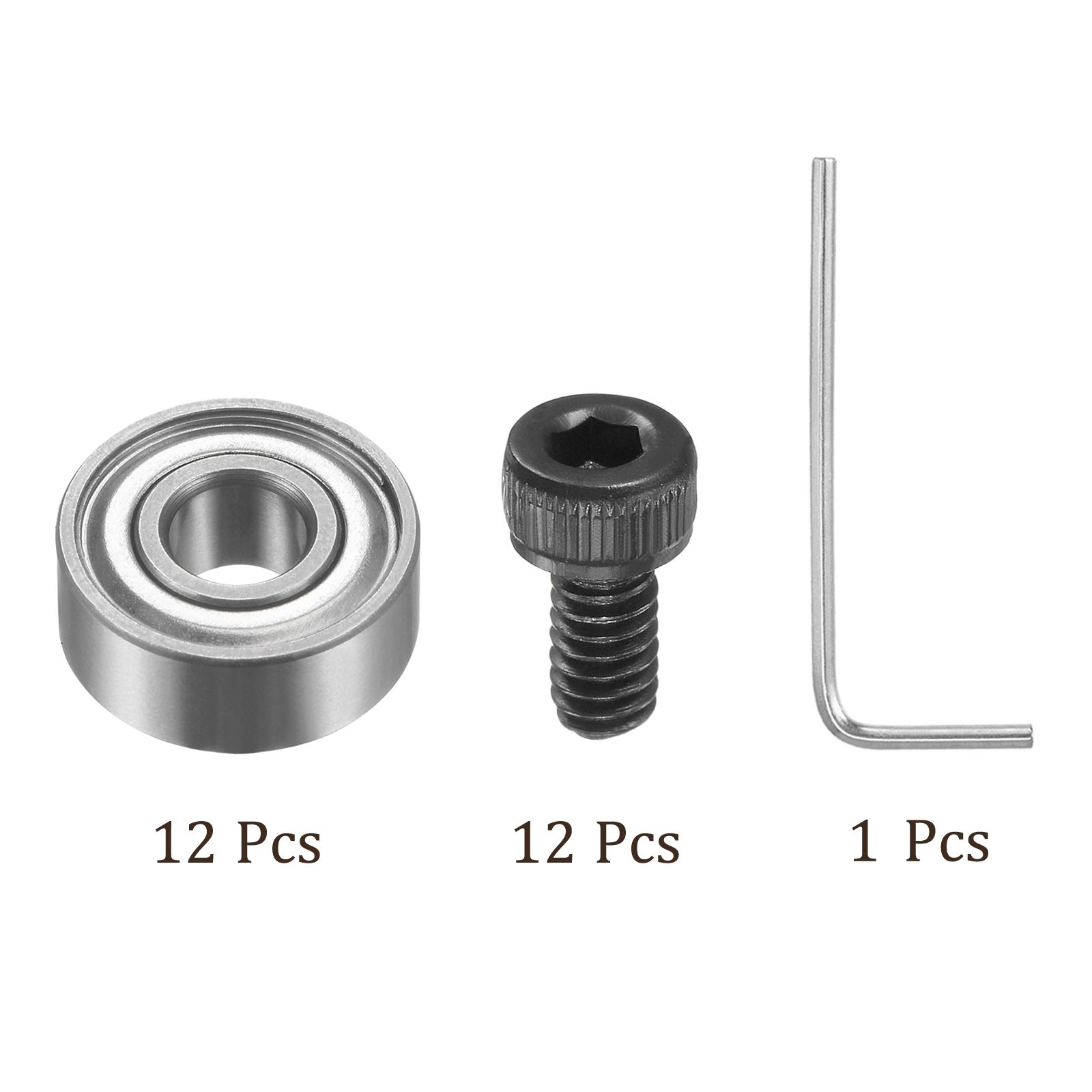 12pcs Ball Bearing 3/16″ ID 1/2″ OD Double Shielded Steel Deep Groove w Screws