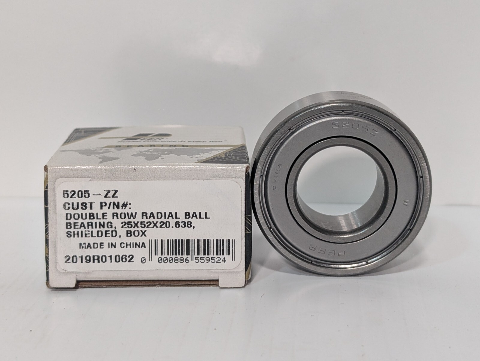 [3] Peer 5205-ZZ Double Row Radial Ball Bearing 25x52x20.638mm 2019R01062