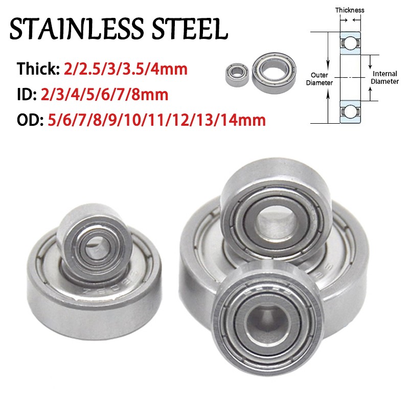 Stainless Steel MR Miniature Bearing Deep Groove Ball Bearing ID 2/3/4/5/6/7/8mm