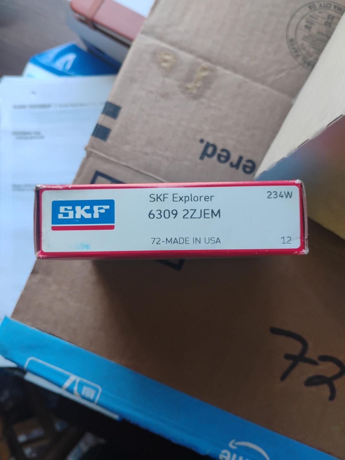 SKF 6309 2ZJEM Single Row Shielded Deep Groove Radial Ball Bearing, 45mm ID
