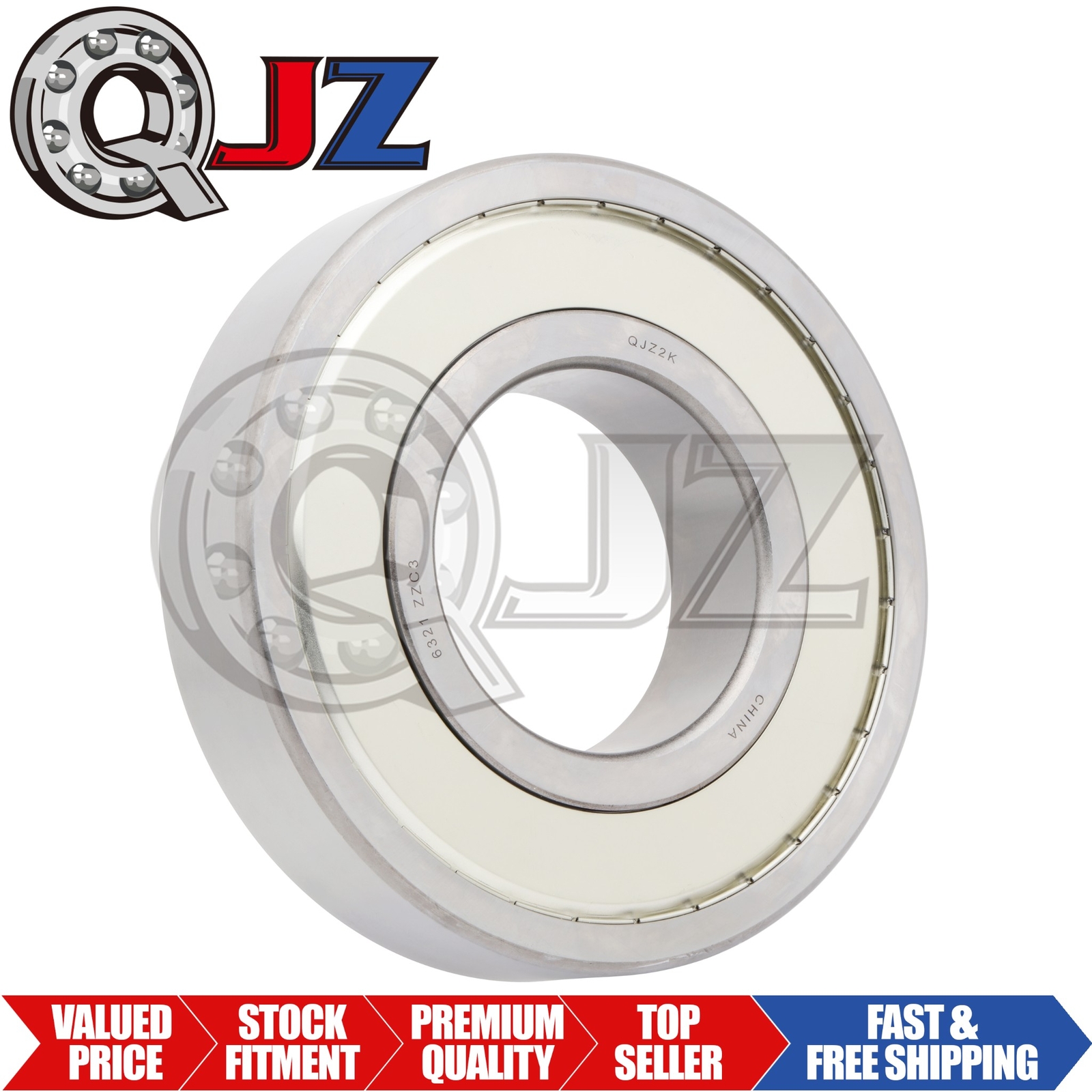 [Qty.1] 6321-ZZ Radial/Deep Groove Ball Bearing [105mm ID x 225mm OD x 49mm W]