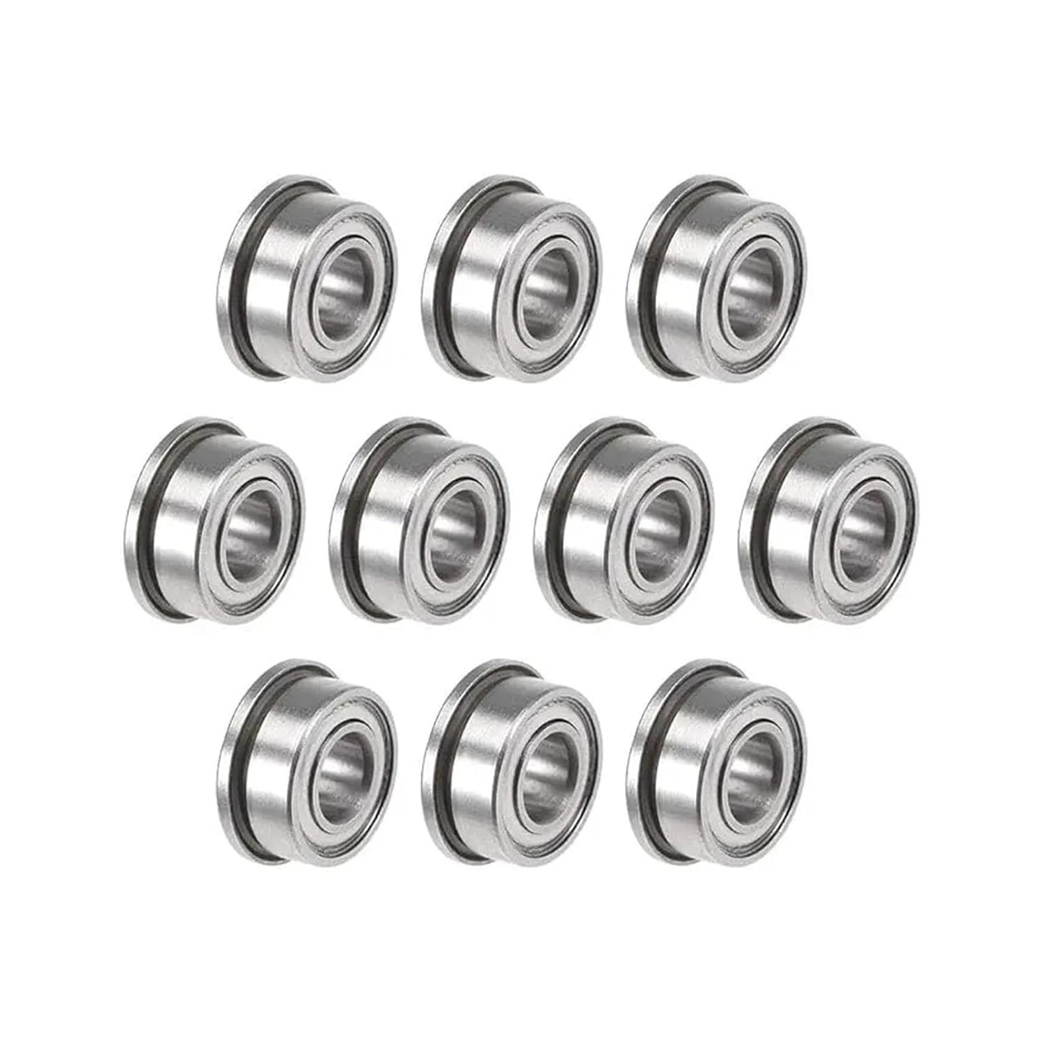 10Pcs F683ZZ Flanged Ball Bearing, 3X7X3Mm Shielded Chrome Steel Flange Rip Bear