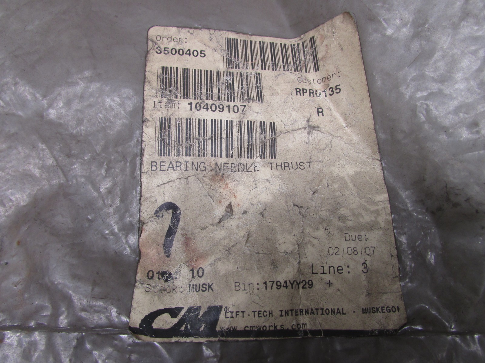 CM 10409107 Needle Thrust Bearing Pack of 10!