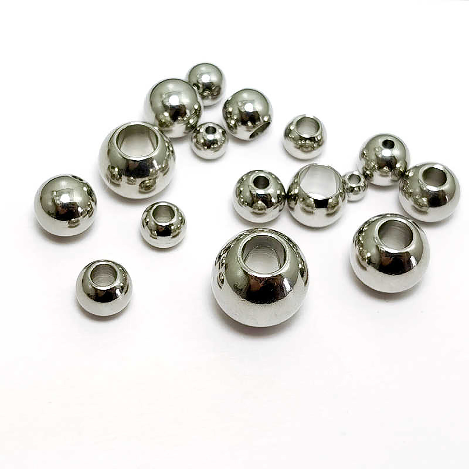 Ø 2mm-60mm Stainless Steel Silver Round Spacer Beads Jewelry Finding Loose Beads